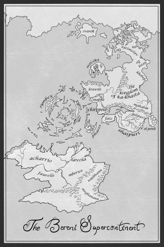 A labelled map ofthe Bereni Supercontinent