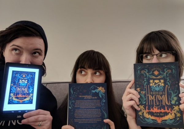 MVIMG_20180326_223115 Left to Right: Avi Silver (editor), Sienna Tristen (author), Haley Szereszewski (cover designer)